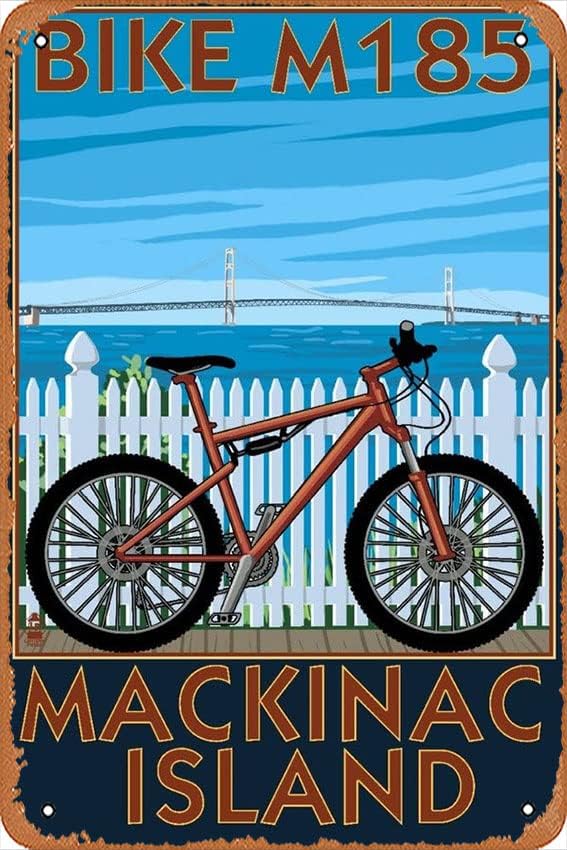 Mountain Biking Michigan - Tin Sign Vintage Mackinac Island,Michigan,Mountain Bike